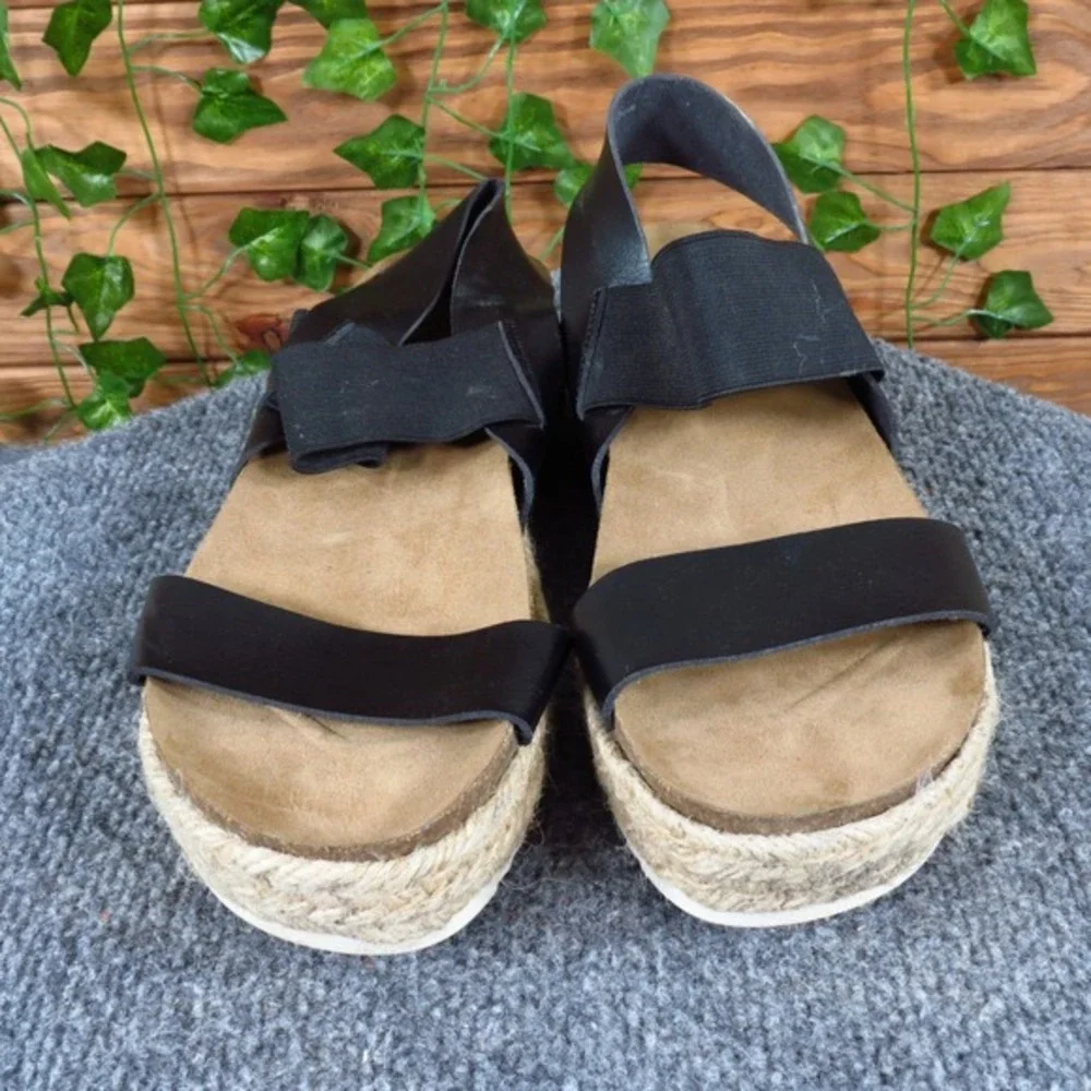 Big Buddha Womens Black Platform Espadrille Sandals Size 9‎ Cork Jute Flatform